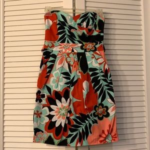 Floral strapless mini dress